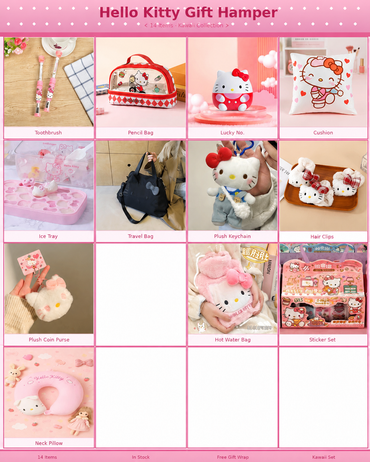 Hello Kitty Kawaii Gift Hamper Set – Backpack, Water Bottle, Pencil Pouch, Plush Toy & Accessories | Cute Sanrio Gift Box