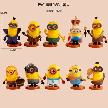 Minions PVC Action Figure Set (Pack of 10) | Mini Collectible Cartoon Figurines | Desk Decor, Cake Toppers & Kids Gift Set