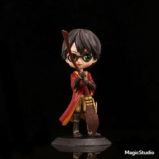 22 cm Harry Potter Action Figure with Broomstick – Cute Anime Style Wizard Collectible Toy | Desk Decor | Gift for Potter Fans