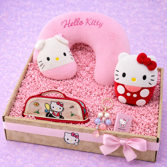 Hello Kitty Kawaii Gift Hamper Set – Backpack, Water Bottle, Pencil Pouch, Plush Toy & Accessories | Cute Sanrio Gift Box