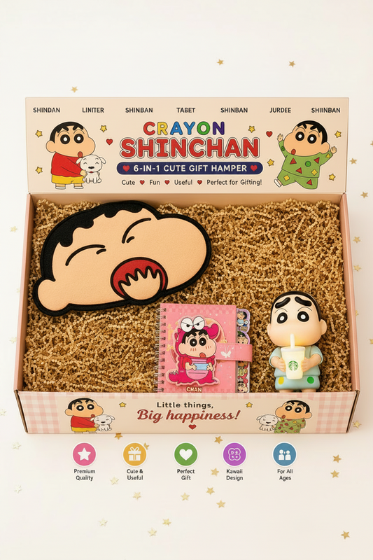 Crayon Shinchan 3-in-1 Cute Gift Hamper Box – Premium Kawaii Anime Gift Set for Kids, Girls & Shinchan FansCrayon Shinchan 3-in-1 Cute Gift Hamper Box – Premium Kawaii Anime Gift Set for Kids, Girls & Shinchan Fans