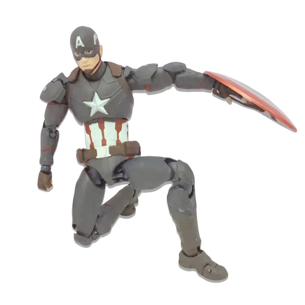 Captain America Action Figure with Shield & Interchangeable Head – Marvel Superhero Collectible Toy (Approx. 18cm / 7 Inch)