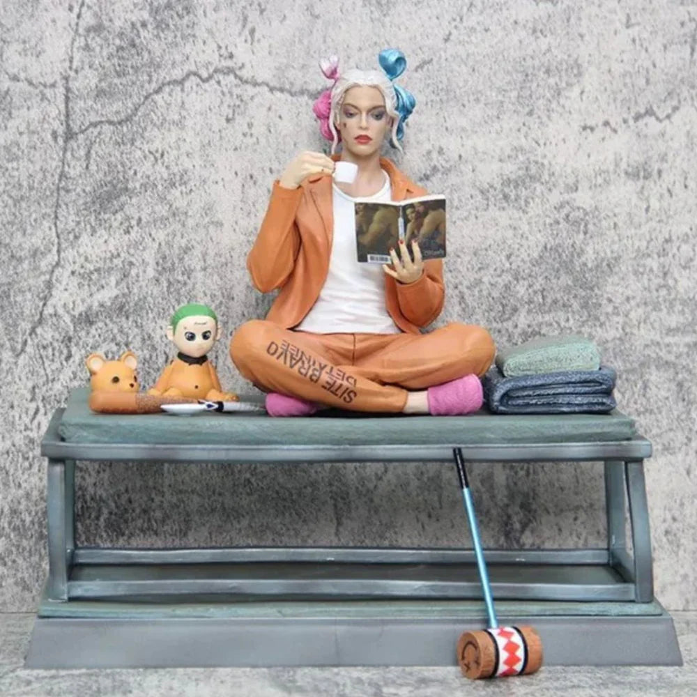 Harley Quinn Prison Cell Resin Statue | Premium DC Supervillain Collectible Figure with Jail Bench Diorama | Luxury Display Model for Home & Office Decor