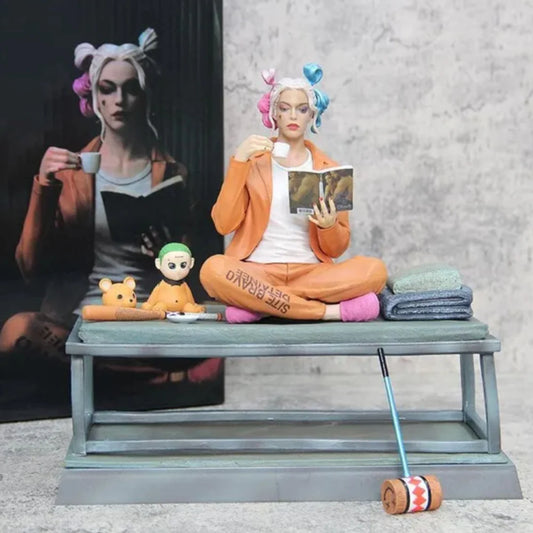 Harley Quinn Prison Cell Resin Statue | Premium DC Supervillain Collectible Figure with Jail Bench Diorama | Luxury Display Model for Home & Office Decor