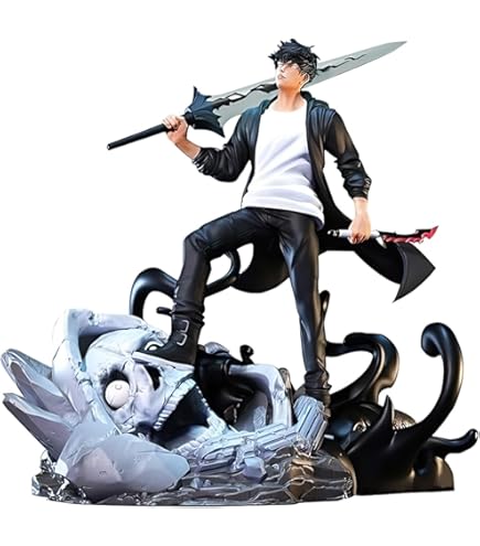 Anime Shadow Warrior PVC Statue Figure with Monster Base & Dual Weapons | Premium Collectible Action Figure | Anime Display Model for Home, Office & Gaming Desk