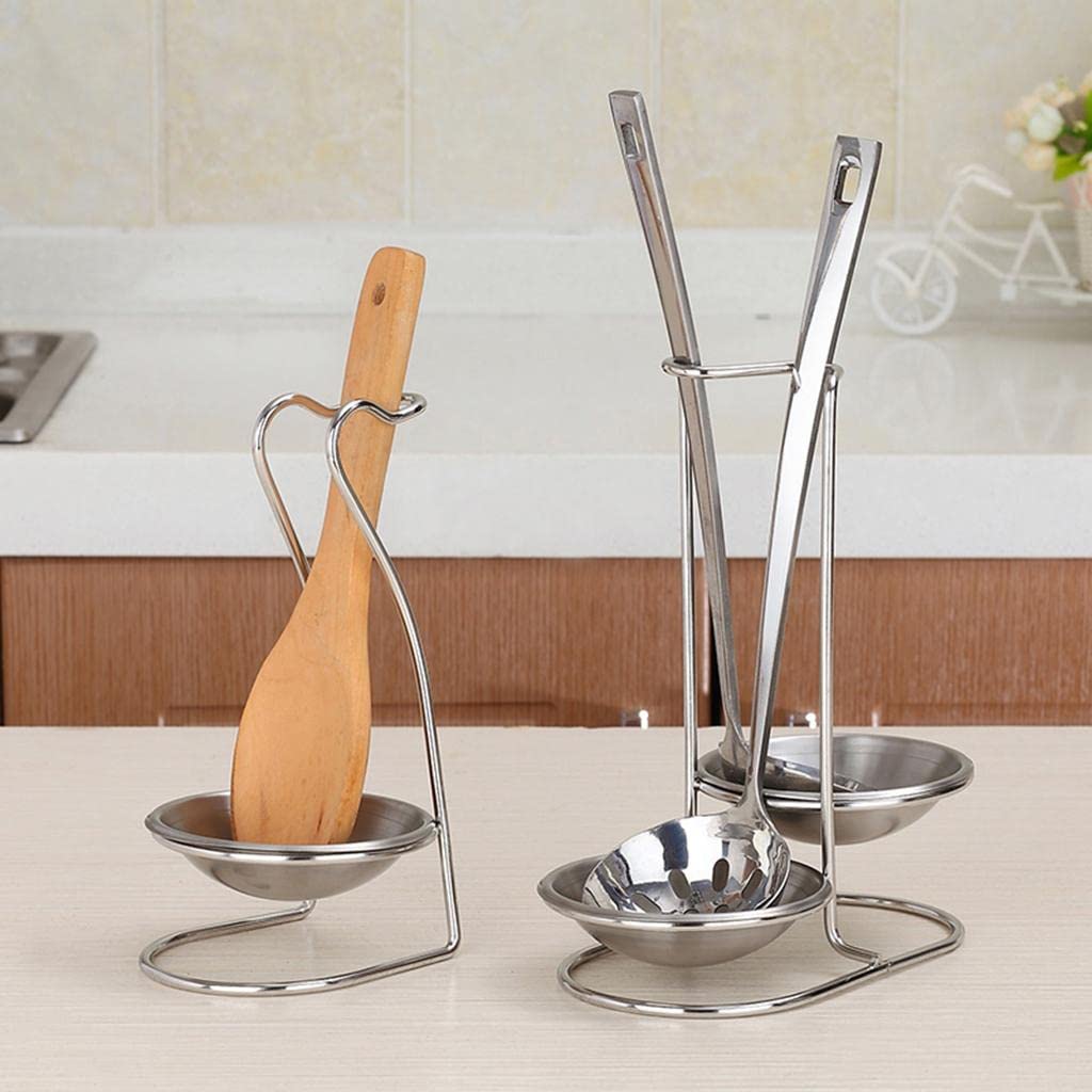 Stainless Steel Ladle Holder with Stand – Kitchen Spoon Rest for Cooking, Soup Ladle, Serving Spoon & Utensil Organizer
