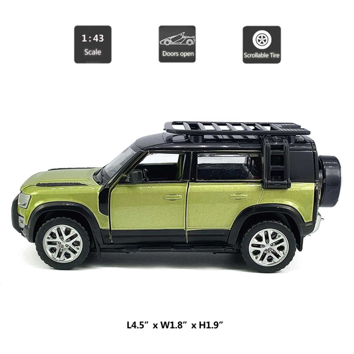 CCA 1:43 Land Rover Defender 110 DIY Diecast Model Car with Detachable Parts | Licensed Alloy SUV Toy Car | Openable Doors | Mix Colour Collectible Scale Model