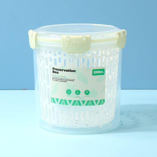 2200 ML Round Draining Plastic Preservation Box (Green)