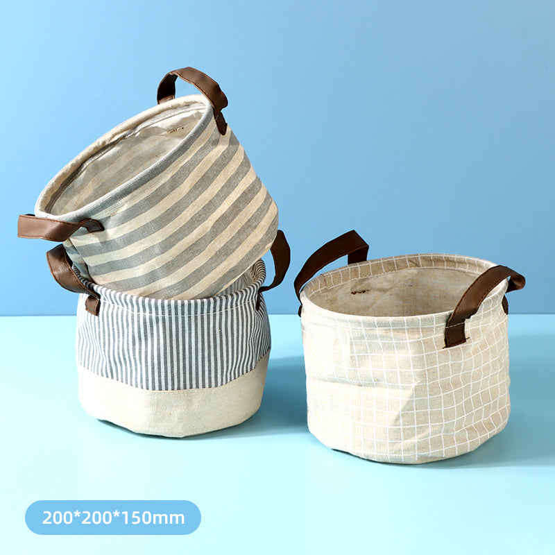 Simple Series Small Round Fabric Storage Bucket