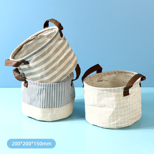 Simple Series Small Round Fabric Storage Bucket