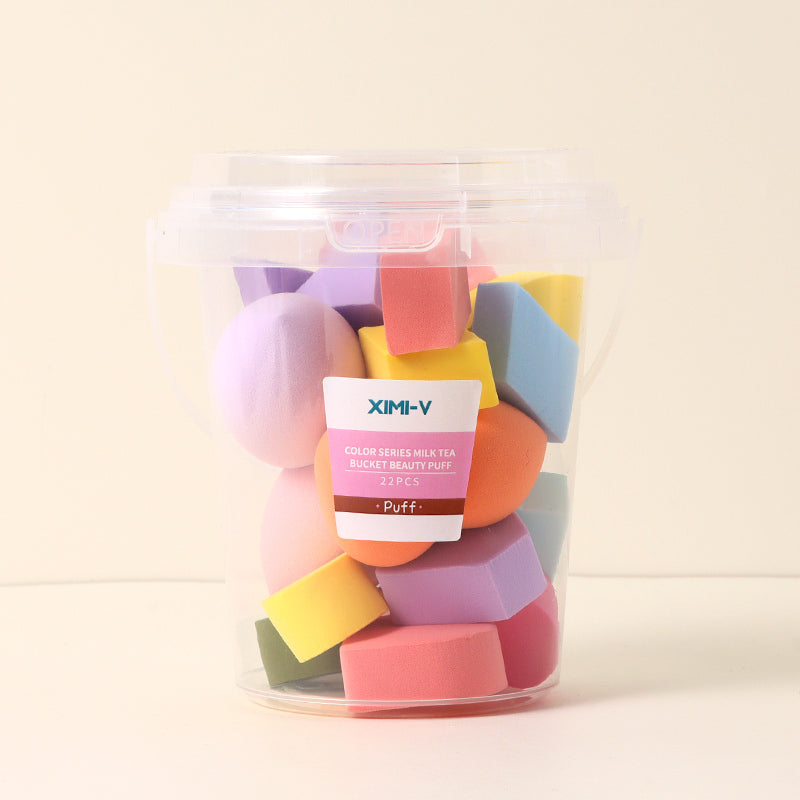 Color Series Milk Tea Bucket Beauty Puff 22PCS
