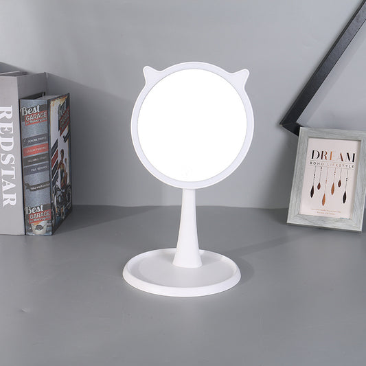Table Mirror with LED Lamp-White