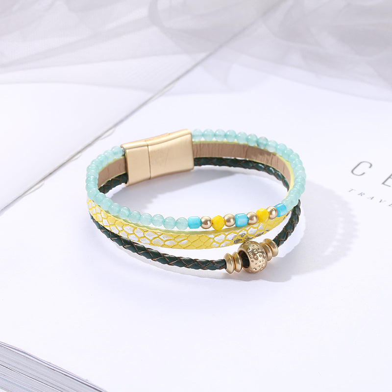 Blue Layered Beads Tassel Bracelet