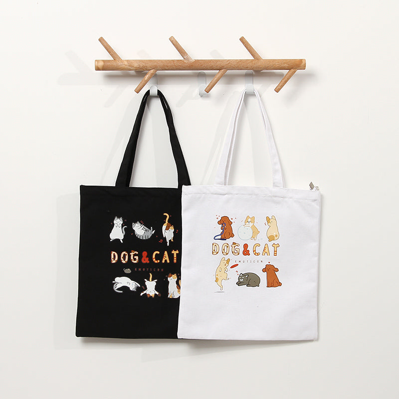 Adorable Dog&Cat Pattern Canvas Bag