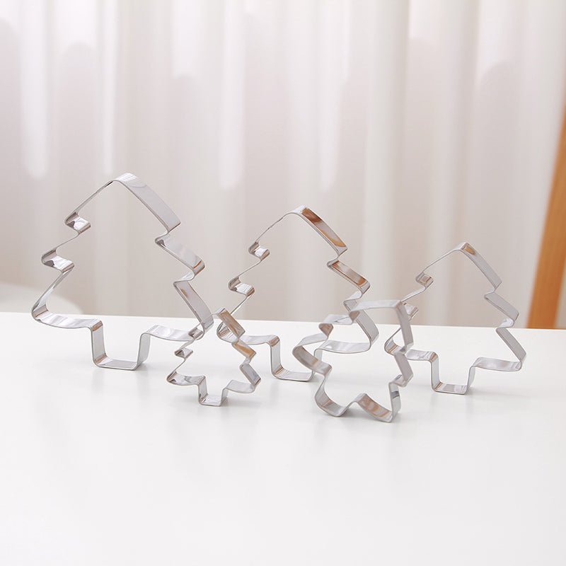 5 Pcs Christmas Tree Shape Stainless Steel Biscuit Cutters
