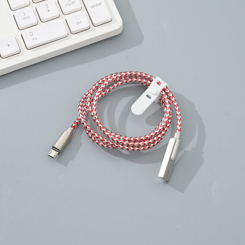1 Meter Aluminum Foil Braided Micro-USB Cable (Silver and Red)