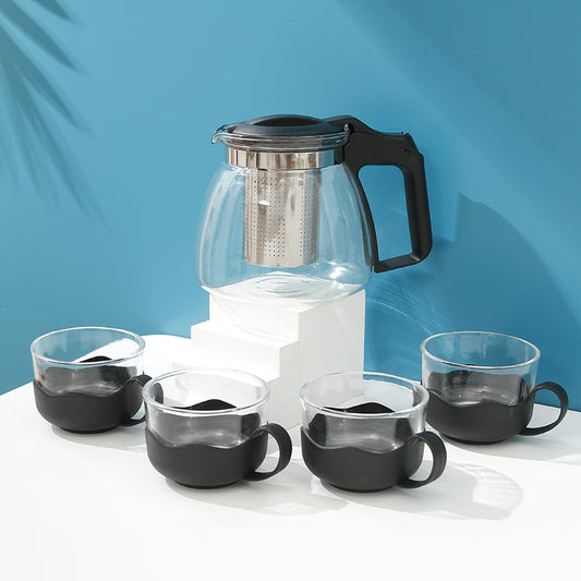 Simple Fashion Glass Teapot Set (900ml/30.4 fl.oz.) (Black)