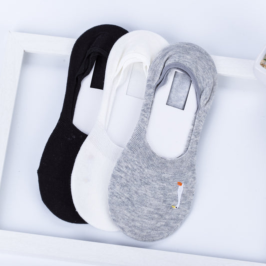 Swan Embroidery Low-Cut Socks for Women (2 Pairs)