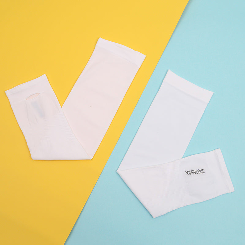 Solid Color Anti-Mosquito UV-Protection Cooling Arm Sleeves (White)