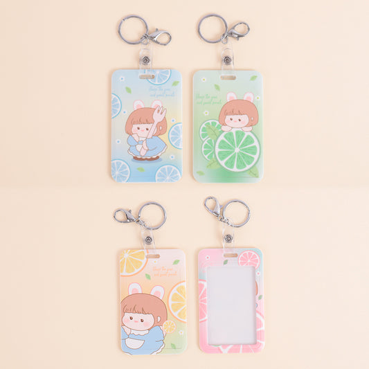 Lemon Girl Card Holder Keychain