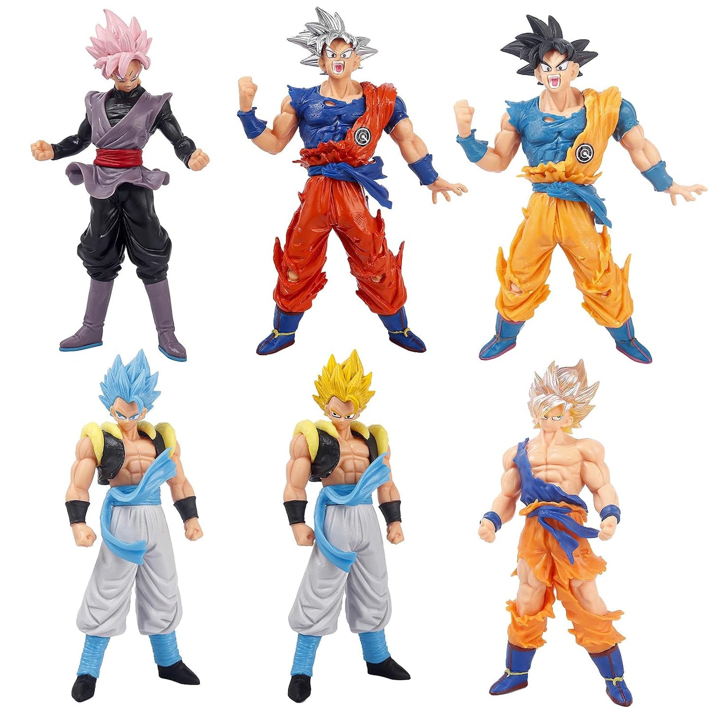 Dragon Ball Z PVC Action Figure Set of 6 – Goku, Ultra Instinct Goku, Super Saiyan Goku, Goku Black Rose, Gogeta Super Saiyan & Super Saiyan Blue Collectible Anime Figures | DBZ Mini Statue Toy for Kids, Gamers & Collectors
