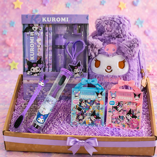 Kuromi Kawaii Gift Hamper – Stationery, Hot Water Bag, Stickers