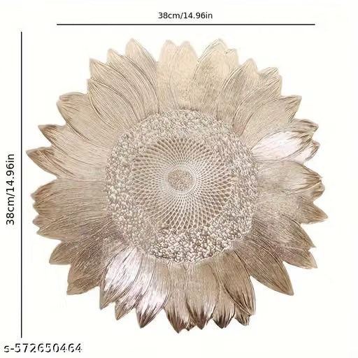 Golden Sunflower PVC Placemat 38cm – Luxury Flower-Shaped Table Mat for Dining Table, Kitchen & Home Décor