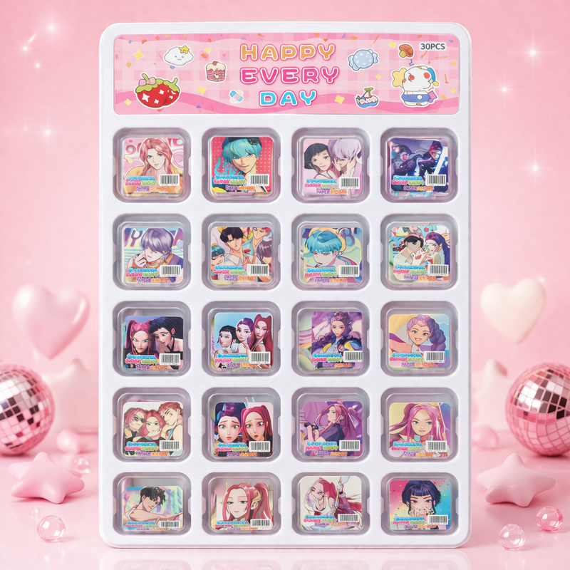 Kawaii K-Pop Aesthetic Premium Gift Hamper – “Happy Every Day” Sticker Set, Digital LED Clock, Cute Stationery Kit & Pastel Cardboard Gift Box