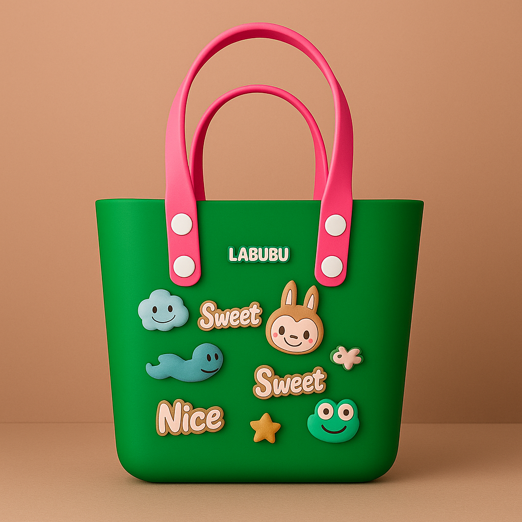 Labubu Kawaii Crocs EVA Bag with Charms β (23*19*13cm)