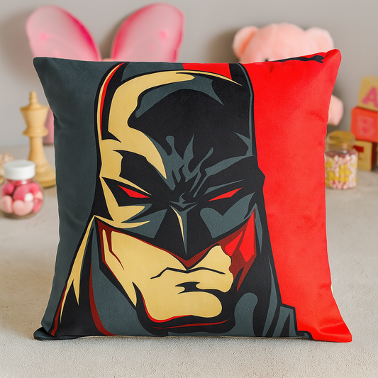 Bold Hero Cushion – Superhero Print Pillow for Kids & Teens