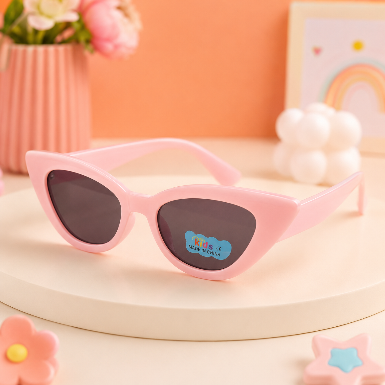 Kids Pink Cat Eye Sunglasses | Cute UV Protection Fashion Sunglasses for Girls | Lightweight Stylish Outdoor Goggles for Toddlers & Children