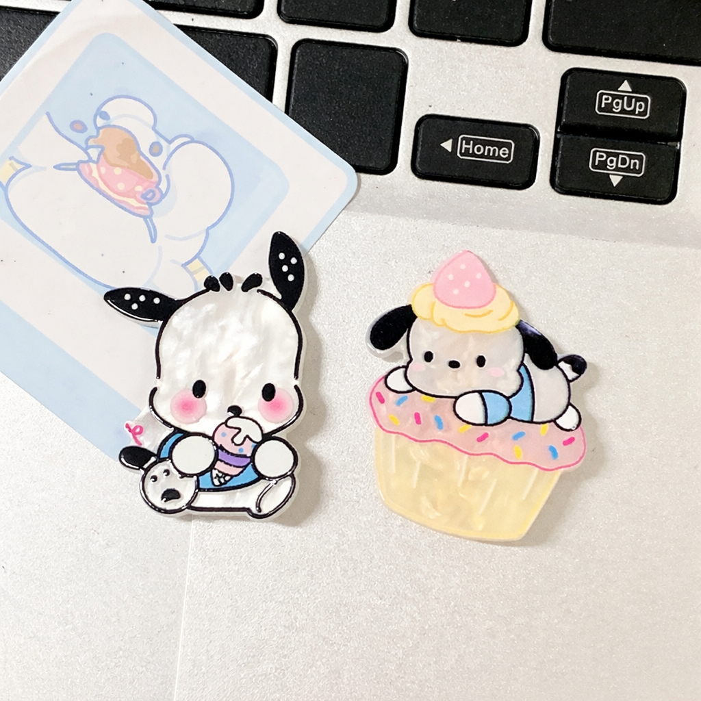 Kawaii Sanrio Cartoon Hair Clips Set of 4 – Cute Hello Kitty & Pochacco Acrylic Hairpins for Girls | Korean Style Hair Accessories
