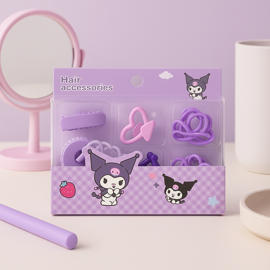 Kawaii Kuromi Hair Accessories Kit – Purple Edition
