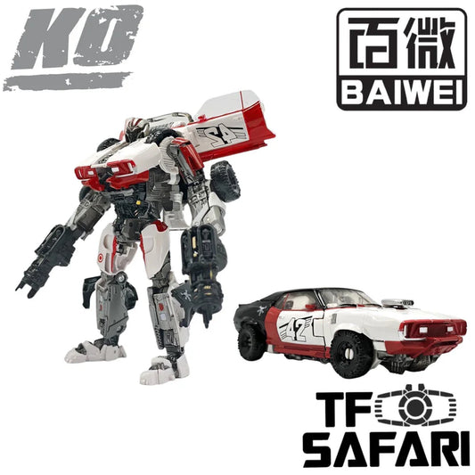 BAIWEI TW-1033B Tactical Strike Mech – White Edition 2-in-1 Transforming Robot Action Figure | Muscle Car to Mecha Collectible