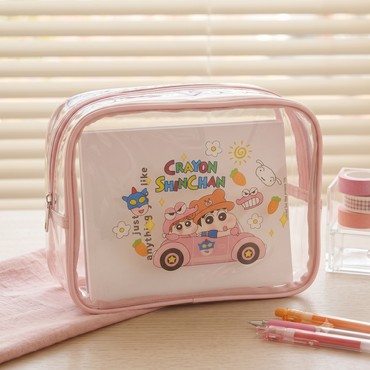 Crayon Shin-Chan Transparent Cosmetic Pouch | Cute Kawaii Makeup, Toiletry & Stationery Organizer Bag