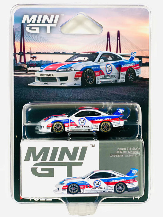 Mini GT #1022 Nissan Silvia S15 LB-Super Silhouette GARASIDRIFT x LBWK 2025 1:64 Diecast Model Car (Blister Pack)