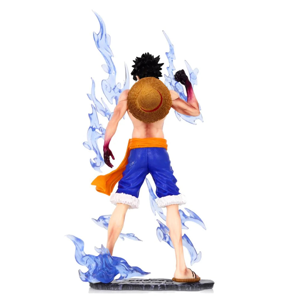 One Piece Monkey D. Luffy Battle Damage Haki PVC Action Figure with Blue Flame Effect | 25cm Anime Collectible Statue | Luffy Awakening Figure | One Piece Display Model for Collectors & Gifts