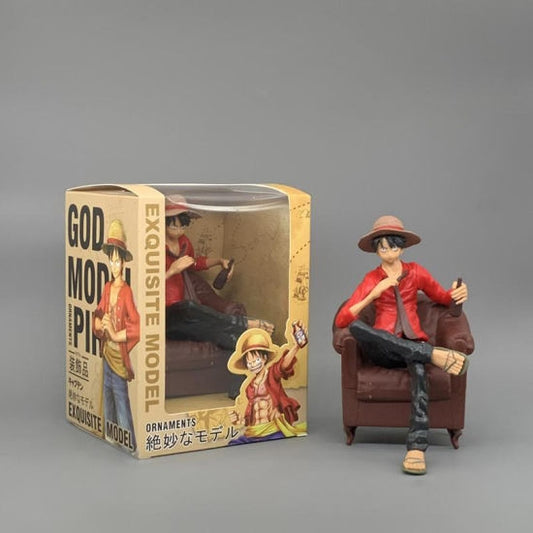 Monkey D. Luffy Sitting Pose Action Figure – One Piece Anime Collectible Statue (13.5 cm) | Premium PVC Luffy Figure with Chair