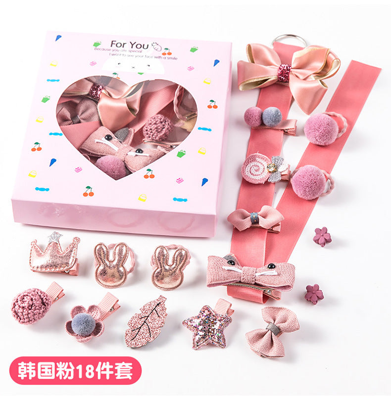 18-Piece Cute Hair Accessories Hamper for Girls | Bow Clips, Hair Bands & Pom Pom Clips | Kawaii Kids Hair Accessories Gift Set