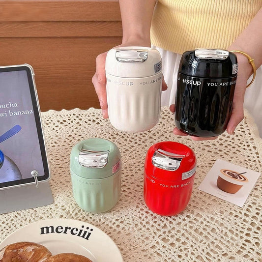 Kawaii Portable Stainless Steel Coffee Cup with Filter – Leakproof Insulated Travel Mug for Tea, Coffee & Hot Drinks