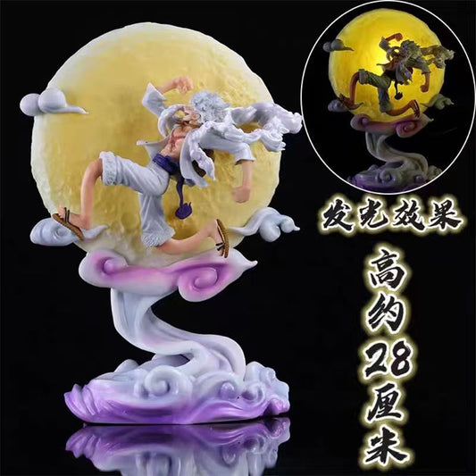 Gear 5 Luffy Moonlight LED Figure – One Piece Anime PVC Collectible Statue | Glow Effect Luffy Desk Decor (14 cm)