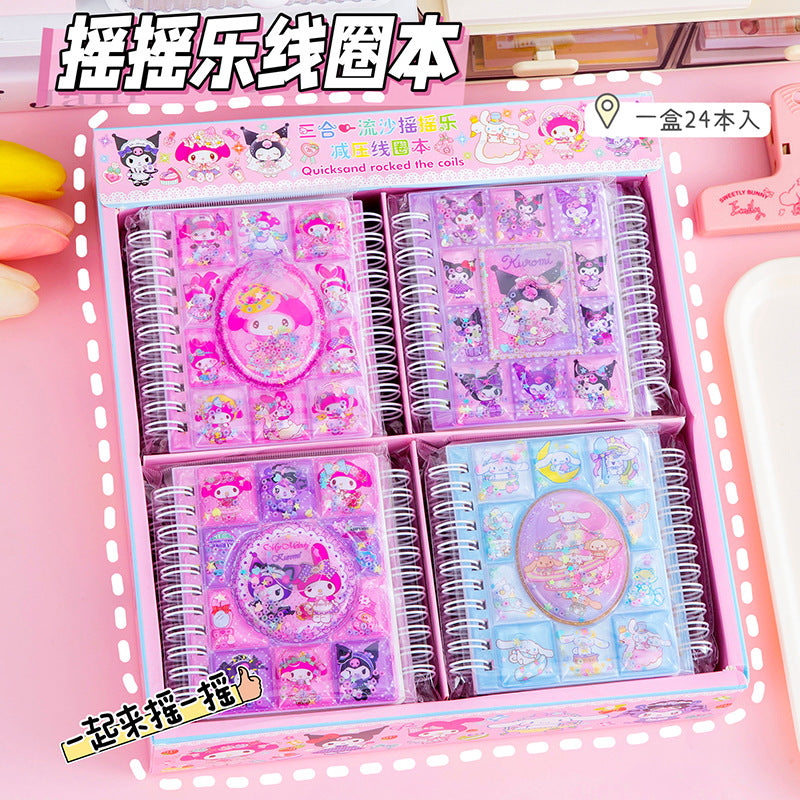 Kawaii Sanrio Shaky Glitter Notebook β Cute Character Series