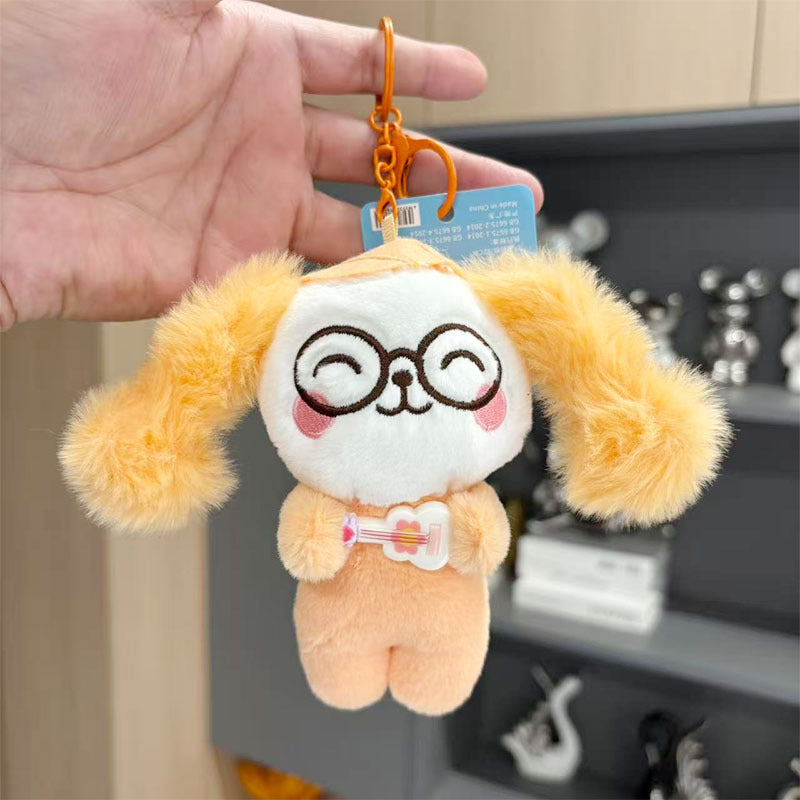 Kawaii Guitar Bunny Plush Toy Keychain β Cute Rabbit Stuffed Doll with Glasses
