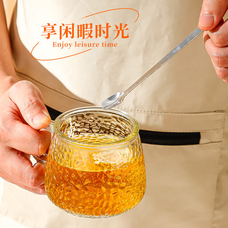 Kawaii Bear Glass Mug with Lid & Spoon | Heat-Resistant Textured Tea & Coffee Cup for Home & Office