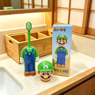 Super Mario Kids Pop-Up Toothbrush with Protective Cap | Portable Cartoon Manual Toothbrush for Boys & Girls | Soft Bristle Travel Toothbrush for Children