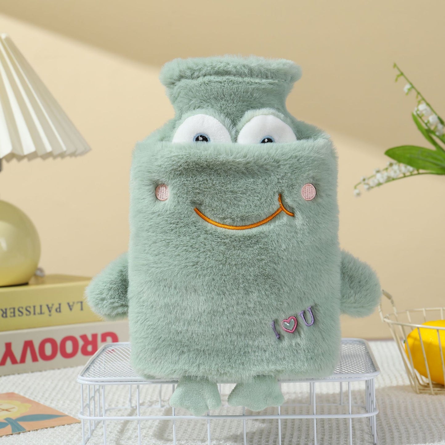 Cute Kawaii Animal Plush Hot Water Bottle with Soft Furry Cover | Cartoon Hot Water Bag for Winter Warmth, Pain Relief & Gifting
