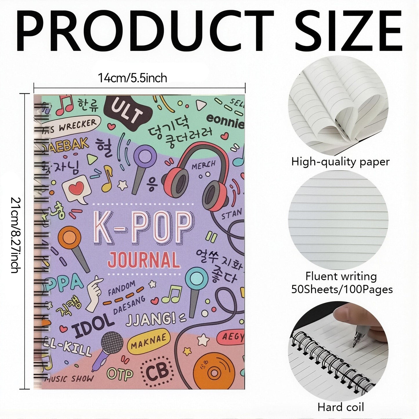 K-Pop Journal Spiral Notebook – 100 Pages Cute Korean Idol Diary | BTS, Blackpink Inspired Fan Notebook | A5 Aesthetic Kpop Stationery for Students & Fans
