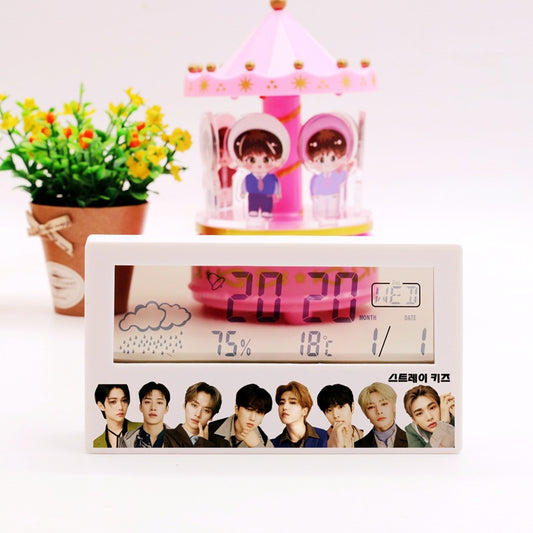 BTS K-Pop Digital LED Alarm Clock with Temperature, Date & Humidity Display – Cute K-Drama Desk Clock for BTS ARMY Fans