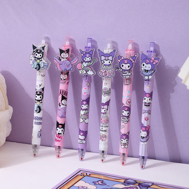 Kuromi Kawaii Gel Pen Set – Pack of 6 Cute Cartoon Writing Pens for Kids, Students & Anime Lovers