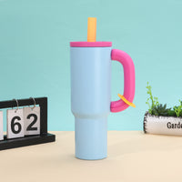 Kawaii Pastel Large Handle Straw Tumbler Cup (Single Piece)